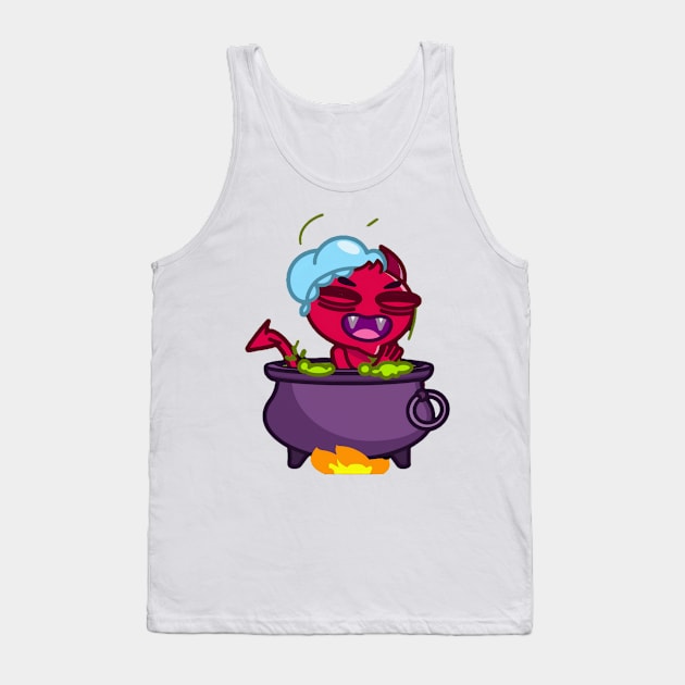 The Red Devil bathes in a pot of boiling water Tank Top by ManimeXP